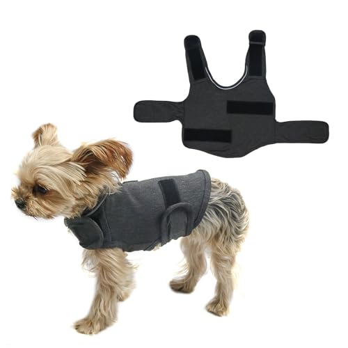 Camidy Hundekleidung Dog Anxiety Coat, Reflektierende Jacke für Hunde mit Angst vor Feuerwerk, Donner, Trennung, Reise oder Tierarztbesuch, Größe XL, Farbe Heather Grey, Material Fabric von Camidy