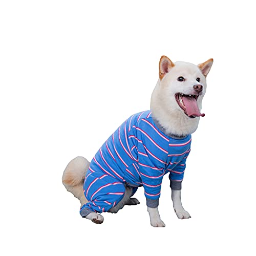 Camidy Hund Recovery Anzug Haustier Hund Gestreiften Pyjamas Full Coverage Hund Body Vier Beine Langarm Onesie Overall Kleidung für Große Hunde von Camidy