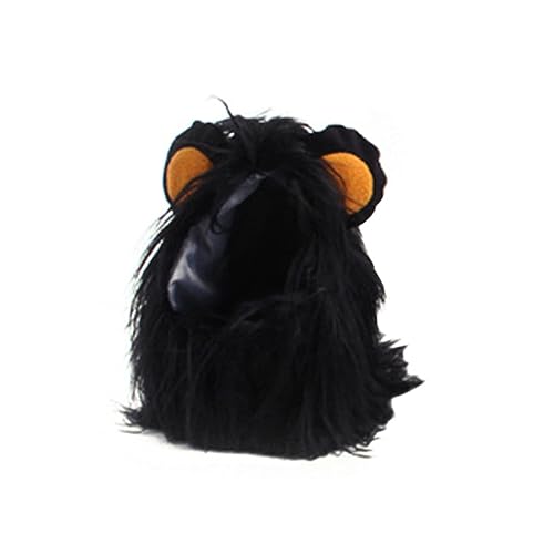 Camidy Lion Perücke Kostüm für Hund Katze Schwarz Löwe Mähne Kopfbedeckungen mit Nachahmung Ohren Pet Halloween Cosplay Weihnachten Party Fotografie Requisiten von Camidy