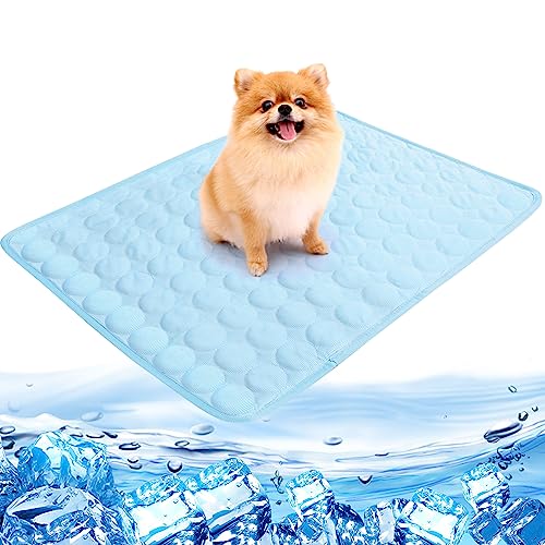 Camiraft Kühlmatte Hunde Katzen, Kuhlmatte für Hund und Katze mit Ungiftiges Gel, Kaltgelpad für Katzen und Hunde,Selbstkühlende Kissen，Baby Blau，100 * 70cm von Camiraft