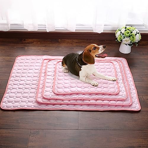 Camiraft Kühlmatte wasserdichte rutschfeste hundematte für Zuhause Unterwegs oder im Auto Kühlkissen für Hunde Selbst Kühlende Hundematte Sommer，Rosa，63 * 50cm von Camiraft