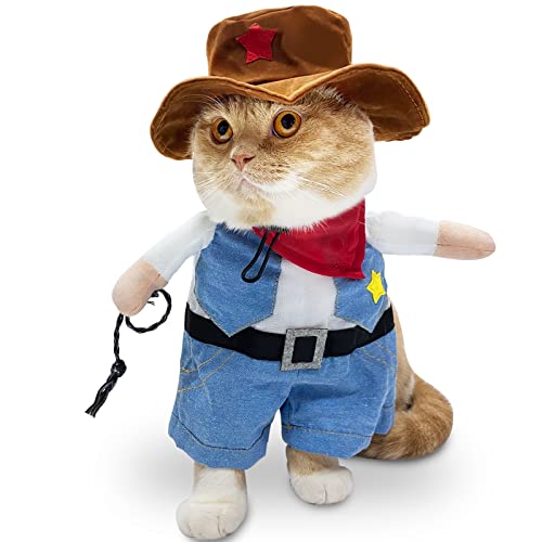 Camlinbo Haustier Hund Katze Halloween Kostüm Cowboy Pirat Karibik Stil mit Hut Umhang Halloween Kostüme für Katzen Kleine Hunde Outfit Cosplay Party Verkleiden Bekleidung von Camlinbo