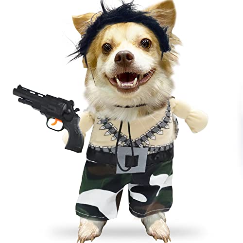 Camlinbo Haustier Katze Hund Halloween Kostüm Action Hero Lustige kleine Hunde Katze Kostüm Welpen Kleidung Bekleidung Halloween Zubehör Cosplay Party von Camlinbo