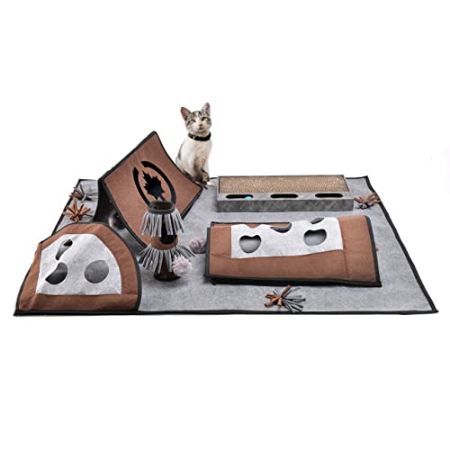 CanadianCat Company | Katzenspielteppich Coleen, Intelligenzspielzeug für Katzen, interaktive Beschäftigung für Katzen Spielteppich, Spielmatte, grau/braun, 110 x 90 cm von CanadianCat Company