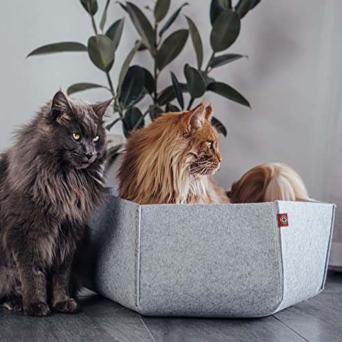 CanadianCat Company | Filzlounge AVA | L grau | Katzenbett aus Filz, Katzennest, Filzbett, Katzenkorb, Katzenkissen, Liegeplatz, Haustierbett von CanadianCat Company