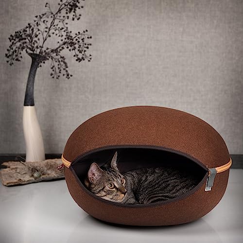 CanadianCat Company | Katzenhöhle, Katzennest - Uni-braun (Kaffebraun) - das Katzenbett mit Stil | ca. 52 x 45 x 33 cm von CanadianCat Company