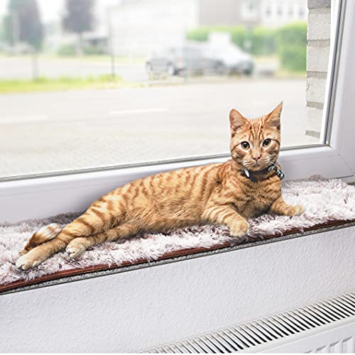 CanadianCat Company | Liegematte für Fensterbank | Braun -Weiss | L 90 x 28 cm | Katzen | Fensterbett | Fensterkissen von CanadianCat Company