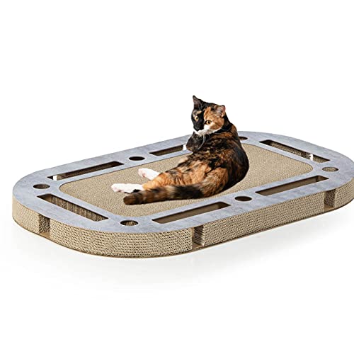 CanadianCat Company | XXL Katzenspielplatz ca. 85 x 54 x 5,8 cm mit integrierter Kratzpappe Katzenspielzeug Kratzbrett in Betonoptik Kratzkarton von CanadianCat Company