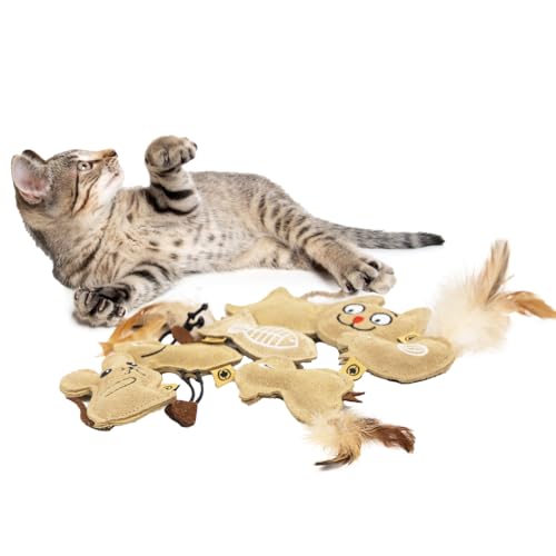 CanadianCat Company | 7er Set Handgefertigte Lederkissen | Spielkissen mit Katzenminze für Katzen, Catnip, Schmusekissen, Spielzeug von CanadianCat Company