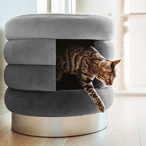 CanadianCat Company | Design Katzenhöhle Choupette | Grau | Katzenbett, Kuschelhöhle, Hocker für Katzen XL von CanadianCat Company