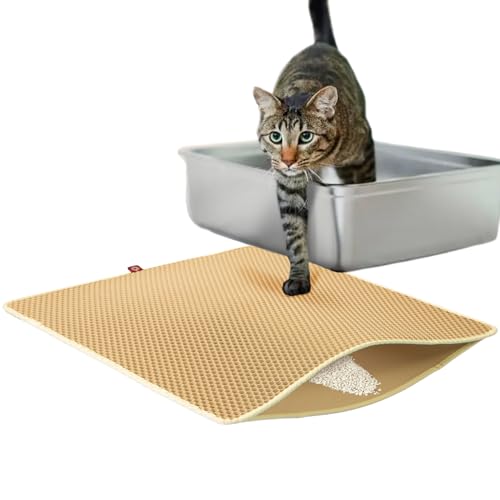 CanadianCat Company | Katzenklo Matte groß XXL, Katzenstreu Matte, Vorleger für Katzentoilette, Katzenmatte, Katzenstreumatte, beige, 80 x 65 cm von CanadianCat Company