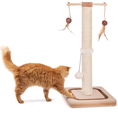 CanadianCat Company | Kratzstamm für Katzen - Charly - mit Spielzeug | interaktives Katzenspielzeug selbstbeschäftigung | mit 60cm-hoher Kratzsäule | ca. 29 x 29 x 65 cm von CanadianCat Company