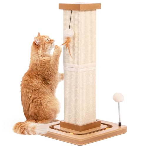 CanadianCat Company | Kratzstamm für Katzen - Karlo - mit Spielzeug | interaktives Katzenspielzeug selbstbeschäftigung | Ø14cm Kratzsäule | ca. 33 x 33 x 67 cm von CanadianCat Company