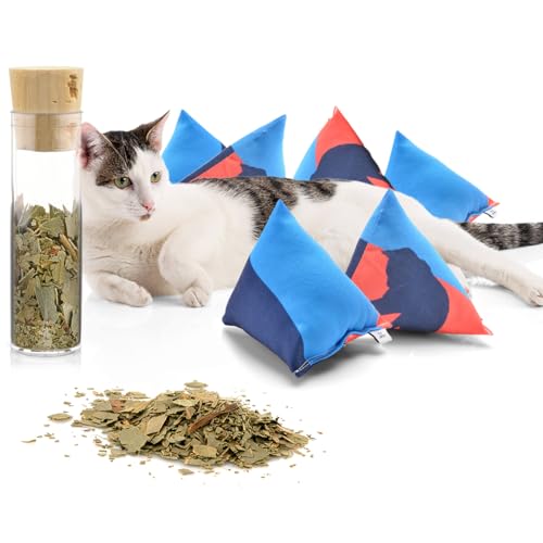 CanadianCat Company | Schmusekissen 6er Set Schmuse-Pyramide XL Nordic 3-Color mit Katzenminze, Katzenkissen, interaktives Katzenspielzeug von CanadianCat Company