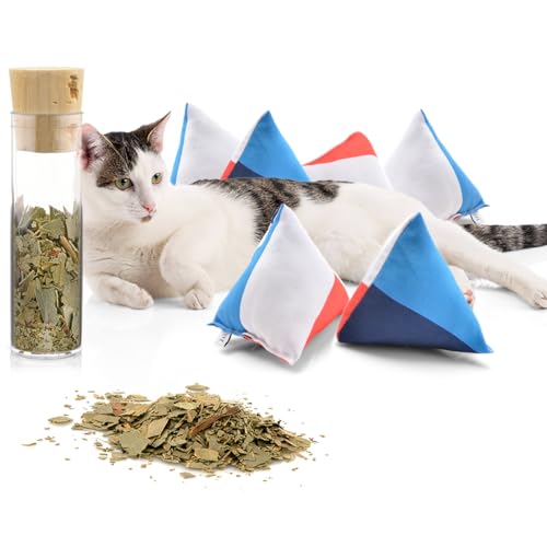 CanadianCat Company | Schmusekissen 6er Set Schmuse-Pyramide XL Nordic 4-Color mit Katzenminze, Katzenkissen, interaktives Katzenspielzeug von CanadianCat Company