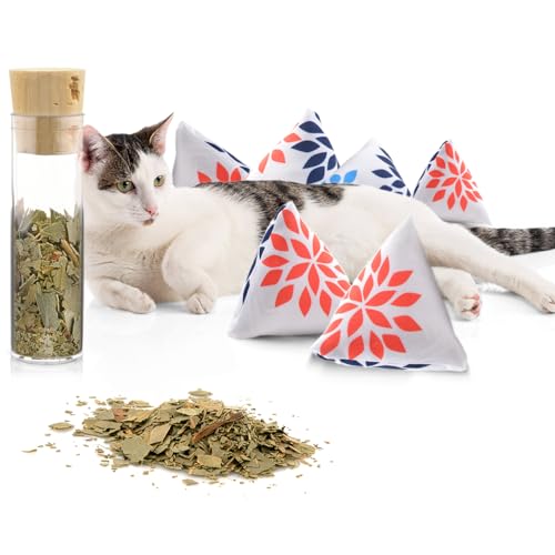 CanadianCat Company | Schmusekissen 6er Set Schmuse-Pyramide XL Nordic Flower mit Katzenminze, Katzenkissen, interaktives Katzenspielzeug von CanadianCat Company