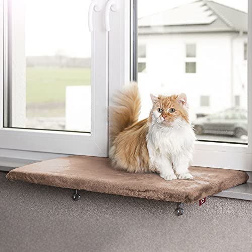 CanadianCat Company | Katzen Fensterliege groß Katzenbett Fensterbank - Snuggly Place - Large in beige, Flauschiges Fensterbrett Katze waschbar, ca. 75 x 35 cm von CanadianCat Company