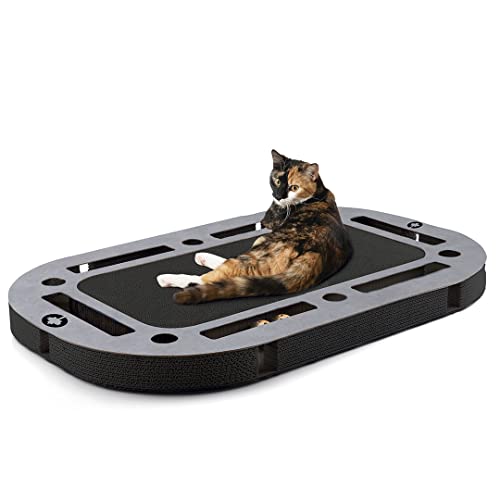 CanadianCat Company | XXL Katzenspielplatz 85 x 54 x 5,8 cm mit integrierter Kratzpappe | PlayPlate Black Edition - schwarz betonlook von CanadianCat Company