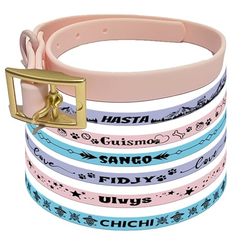 Canicaprice Halsband für Hunde und Katzen, personalisierbar, mit Namen (M, Rosa) von Canicaprice