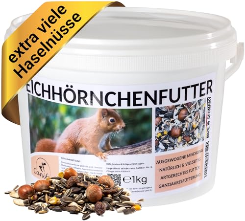 Canifee - Eichhörnchenfutter 1 kg artgerechtes Wildtierfutter als ganzjährige Futtermischung - Ganzjahresfutter mit der extra Portion Haselnüsse - auch für Streifenhörnchen von Canifee