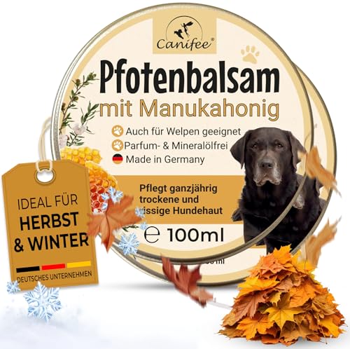 Canifee - Pfotenbalsam für Hunde mit Manukahonig Doppelpack 2 x100 ml parfümfrei mineralölfrei zur optimalen Hunde Pfotenpflege, der natürliche Hunde Pfotenschutz für Sommer und Winter von Canifee