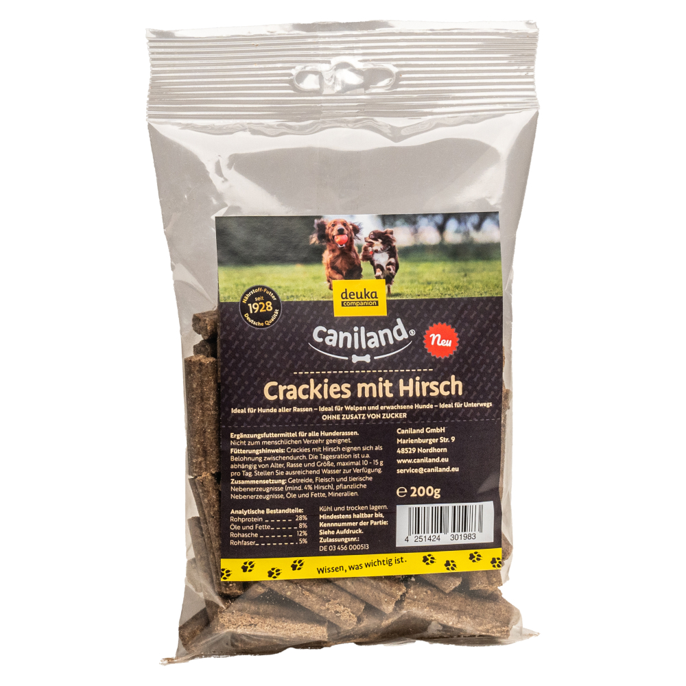 Caniland Crackies 200 g - Sparpaket: 3 x Hirsch von Caniland