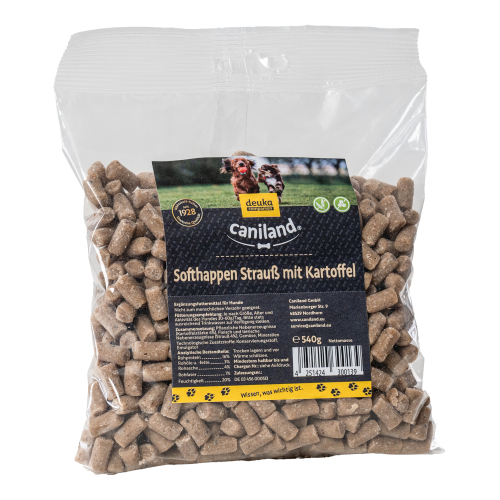 Caniland Softhappen mit Strauß getreidefrei - Sparpaket: 4 x 540 g von Caniland