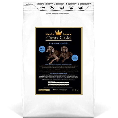 10 kg Canis Gold Adult 58% Lamm & Kartoffeln (Monoprotein) getreidefreies Super Premium Trockenfutter | aus frischen Fleisch herstellt von Canis Gold