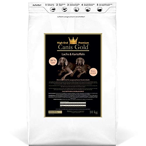 Canis Gold 10 kg Adult 58% Lachs + Kartoffel (Monoprotein) getreidefreies Super Premium Hunde Trockenfutter von Canis Gold