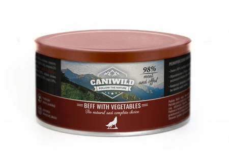 Caniwild Adult Beef with Vegetables 410g, naturbelassenes Premium-Nassfutter für Hunde aller Rassen mit Rindfleisch und Gemüse Dose mit verschließbarem Deckel von Caniwild