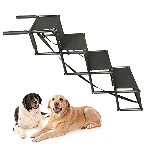 Autorampe für Hunde, Rampe für Hunde, maximale Belastung 75 kg, verstellbare Größe, geeignet für große und kleine Hunde (139 x 45 x 76 cm-Schwarz) von Cannoli