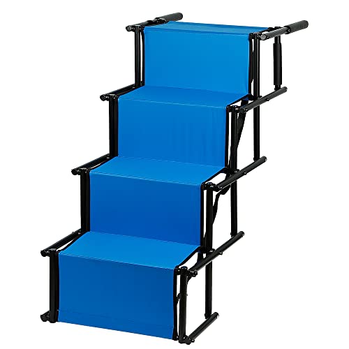 Hundetreppe faltbar, Hundetreppe Auto, Rampe verstellbar, Höhe 56 – 76 cm, für Autos, SUV, LKW, Hunderampe, Auto, faltbar, 5 Stufen (blau) von Cannoli