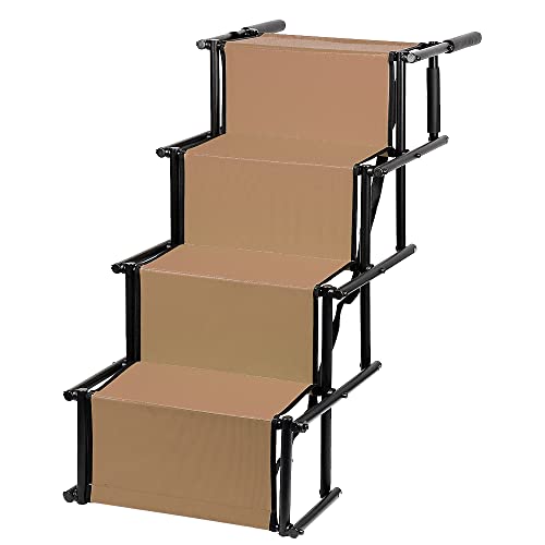 Rampe für Hunde, Treppe für Hunde, Auto, große und kleine Hunde, faltbar, belastbar bis 70 kg, zusammenklappbar, 56 – 76 cm (braun) von Cannoli