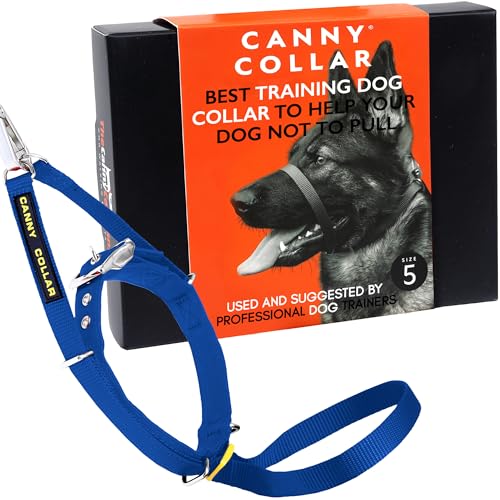 Canny Collar Hundehalfter | Anti-Zug-Halsband für große Hunde | Verhindert, DASS Ihr Hund an der Leine zieht | Kopfgeschirr Mit Gepolstertem Halsband | Blau - Größe 5 von Canny