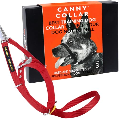 Canny Collar Hundehalfter | Anti-Zug-Halsband für mittelgroße Hunde | Verhindert, DASS Ihr Hund an der Leine zieht | Kopfgeschirr Mit Gepolstertem Halsband | Rot - Größe 3 von Canny