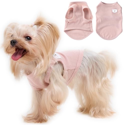 Gemütliche und funktionelle Hunde-Shirts für kleine Welpen: dehnbare rosa Kleidung mit einfachem Design, ideal für Chihuahuas und Yorkies – verbessert Komfort und Verspieltheit an kühlen Tagen, Größe von Cantuccistudio