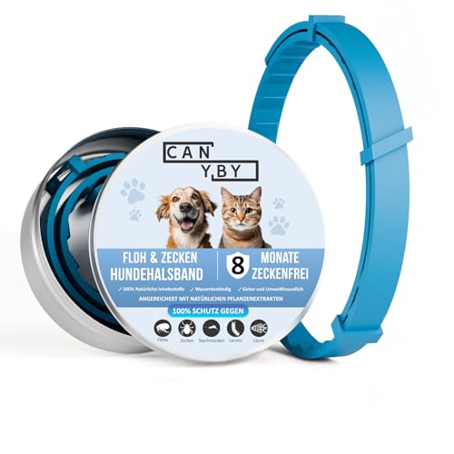 CANYBY Zeckenhalsband für Hunde – Natürlicher Zecken- & Flohschutz, Wasserdicht & Effektiver Schutz bis zu 8 Monate mit 100% natürlichen Inhaltsstoffen (Blau, 62cm) von CANYBY