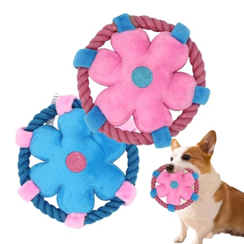 Canzoon Hundespielzeug Unzerstörbares, Kauspielzeug Robuster Hunde Spielzeug, Frisbee Hund, Multifunktional Interaktives Kauspielzeug für Hunde (Blau, Rosa) von Canzoon