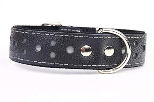 Capadi K0461 Hundehalsband verziert mit farbigen Christallsteinen und kleinen Nieten aus echtem strapazierfähiges Leder weich unterlegt, schwarz, Breite 50 mm, Länge 50 cm von Capadi