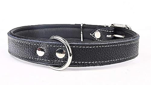 Capadi K0721 Hundehalsband mit Napaleder unterlegt und Starkes Hundehalsband aus Echtleder, Schwarz, Breite 30 mm, Länge 56 cm von Capadi