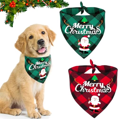 2 Stück Weihnachtshund Bandanas, Hundehalstuch Weihnachten, Haustier Bandana Schal, Halstuch Hund, Dreieck Lätzchen, Schal Halstuch für Hunde Weihnachten Haustier Kostüm Zubehör für Hunde Katzen(A) von Capgoost