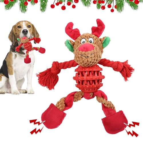 Hundespielzeug Weihnachten, Rentier Quietschendes Hundespielzeug, Interaktiv Kauspielzeug Hund, Plüsch Hunde Spielzeug, Spielzeug für Mittel Hunde Gegen Langeweile, Weihnachten Geschenke für Hunde von Capgoost