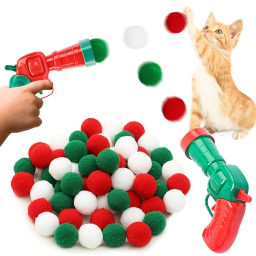 Katzenspielzeug, Interaktives Katzenspielzeug, 2 Stück Katzenspielzeug mit 30 Filzbälle Katzen, Interactive Cat Toy, Bunte Katzenball Plüsch, Weihnachten Katze Spielzeug für Indoor Haustier Katzen von Capgoost