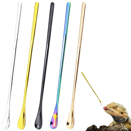 Capiant Reptilienlöffel aus Edelstahl, für Reptilienpulver, Obst, Rühren, Fütterungslöffel für Gecko, Wasserspeier, Bartdrache (5 Farben) von Capiant