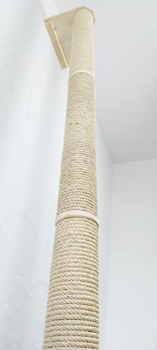 CapriCorner Wand Kletter Stamm mit Plattform, 180 cm Höhe - Katzenfreude bis unter die Decke - Kratzsäule für Katzen (180 cm, Natur) von Capri Corner