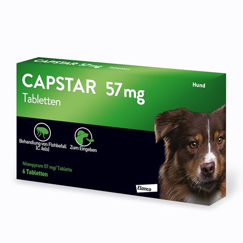 Capstar Tabletten für große Hunde von 11 bis 57 kg, zur Sofortbekämpfung bei Flohbefall, schnell wirksam gegen Flöhe, 6 Tabletten-Packung von Capstar