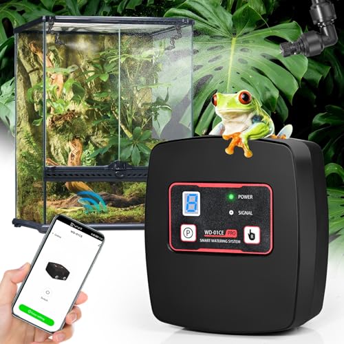 Intelligentes Beregnungsanlage Terrarium,Intelligentes Terrarium Luftbefeuchter Reptilien Benebelungssystem mit Timer und Sprühdüsen 360 ° Verstellbare Vernebler für Amphibien Reptilien Pflanzen von Carastek