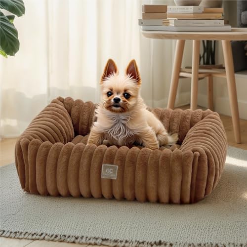 CareCooo Hundebett kleine Hunde - Orthopädisches Hundebett mit weichem, rutschfestem Boden, leicht zu reinigen, ideal für Schlaf & Zuhause(Kupferbraun, M-63x53x18cm) von CareCooo