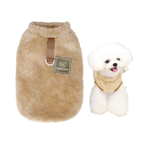 CareCooo Sherpa Fleece Hundepullover kleine Hunde mit D-Ring, Perfekte Hundejacke Chihuahua, Hundemantel für kleine Hunde, Ideal für Herbst/Winter, Hundebekleidung & Zubehör (Braun, 2XL) von CareCooo