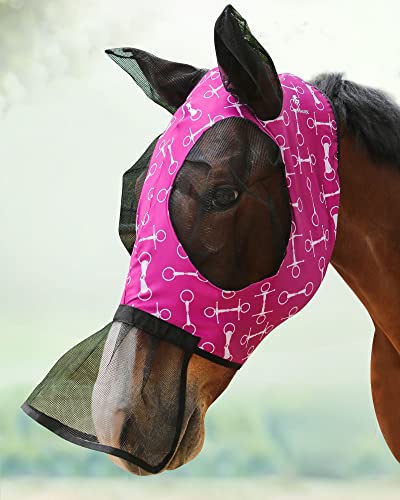 CareMaster Fliegenmaske für Pferde, mit Nasenrock, rosa Bits (L; volle Größe) von CareMaster